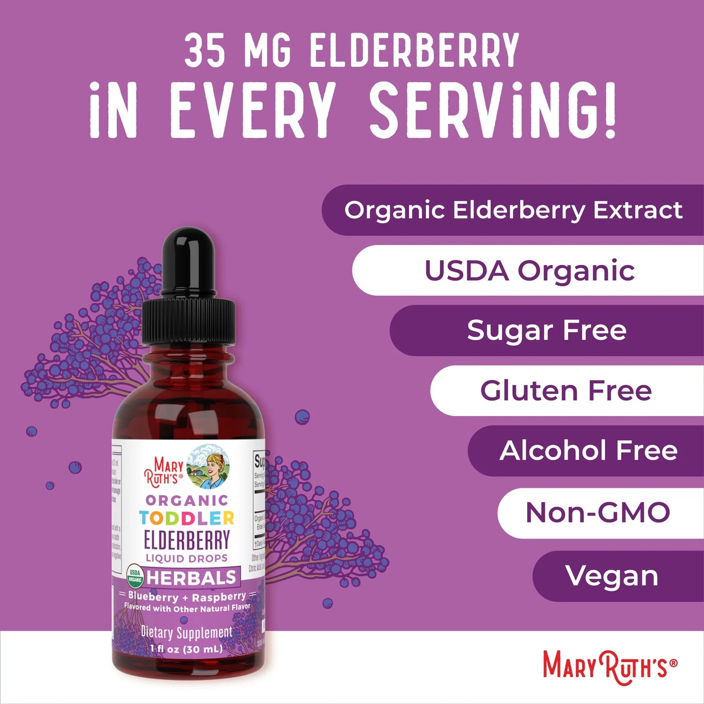 Organic Toddler Elderberry Liquid Drops