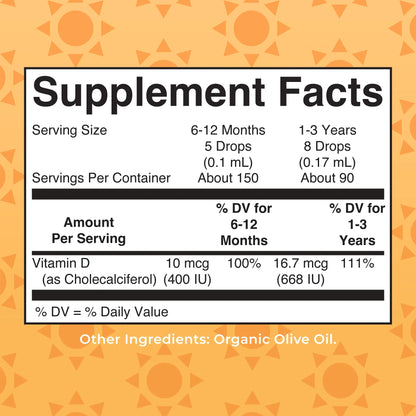 Infant & Toddler Vitamin D3 Organic Liquid Drops